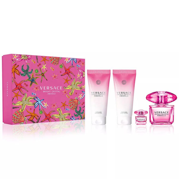 Bright Crystal Absolu by Versace for Women 3.0 oz EDP 4PC Gift Set