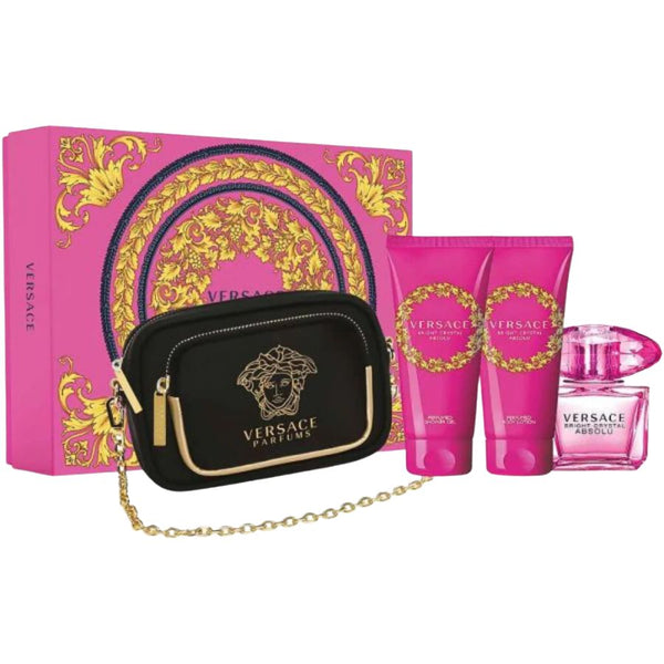 Bright Crystal Absolu by Versace for Women 3.0 oz EDP 4PC Gift Set