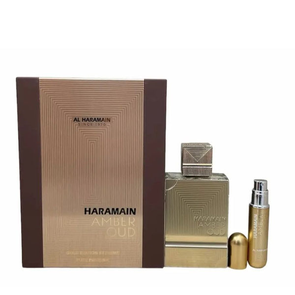 Amber Oud Gold E by Al Haramain for Unisex 3.4 oz EDP 2pc Gift Set