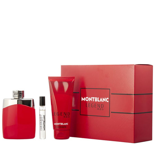 Legend Red by Montblanc for Men 3.4 oz EDP 3pc Gift Set