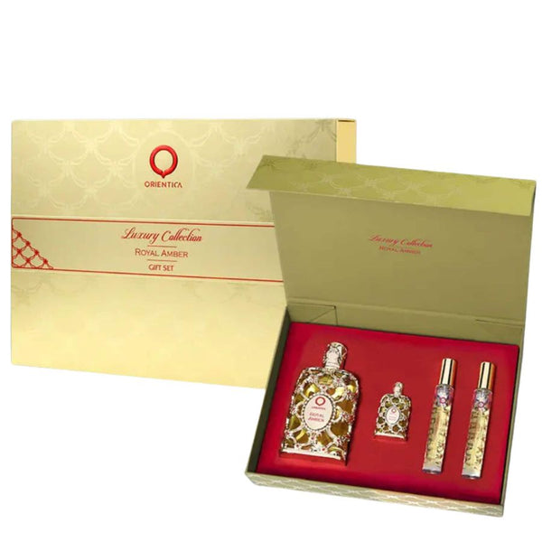 Royal Amber by Orientica for Unisex 2.7 oz EDP 4pc Gift Set