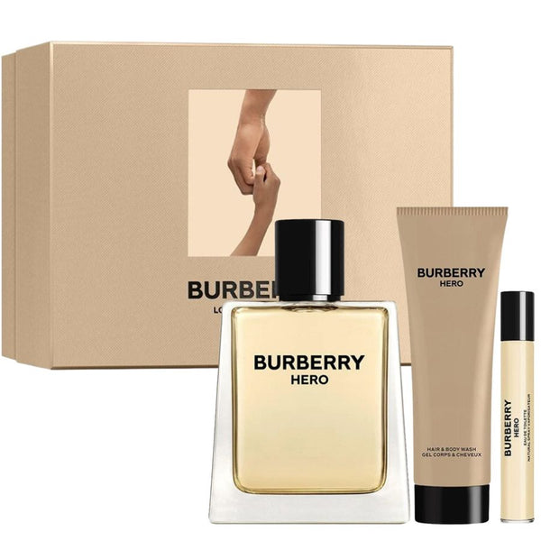 Burberry Hero by Burberry for Men 3.4 oz EDT 3pc Gift Set