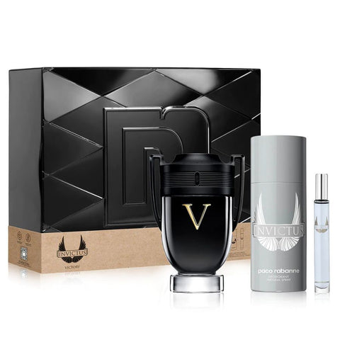 Invictus Victory by Paco Rabanne for Men 3.4 oz EDP 3pc Gift Set