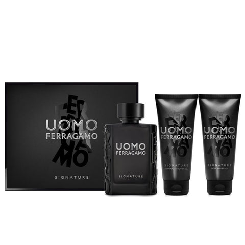 Uomo Signature by Salvatore Ferragamo for Men 3.4 oz EDP 3pc Gift Set