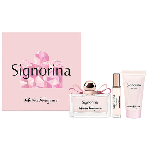 Signorina by Salvatore Ferragamo for Women 3.4 oz EDP 3pc Gift Set