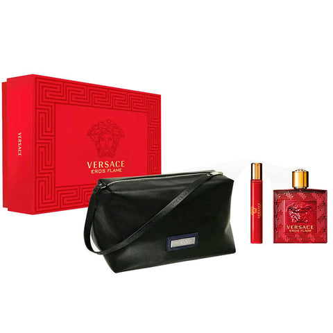 Eros Flame by Versace for Men 3.4 oz EDT 3pc Gift Set