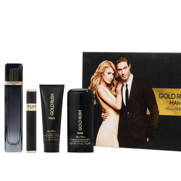 Photo of Gold Rush by Paris Hilton for Men 3.4 oz EDT 4 PC Gift Set