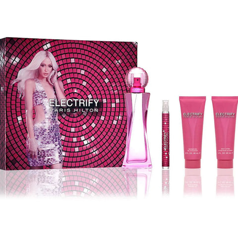 Electrify by Paris Hilton for Women 3.4 oz EDP 4PC Gift Set