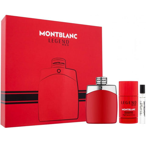 Legend Red by Montblanc for Men 3.4 oz EDP 3pc Gift Set